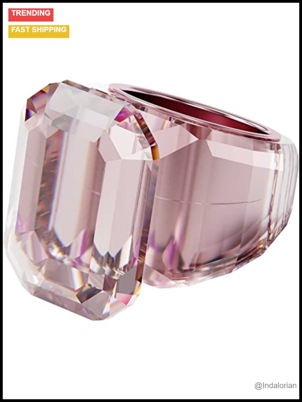 Crystal Cocktail Ring Octagon Cut Statement Jewelry US 6